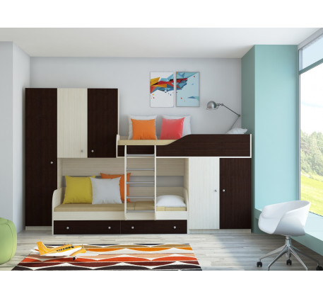 Двухъярусная кровать для подростков Лео, спальные места 190х80 см